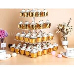 4-Tier Acrylic Cupcake Stand Display Tower Clear Party Dessert | Open Box